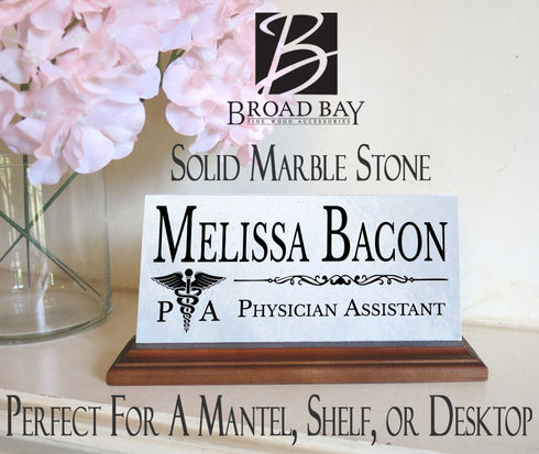 Physician Assistant Nameplate PA Gift - Solid Marble - Custom Name Plate for PAs