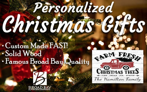 Personalized Red Truck Fresh Christmas Trees Sign - Custom Family Name Holiday Decoration