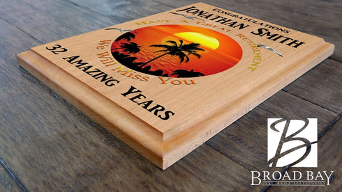 Retirement Gift Plaque for Men or Women SOLID MAPLE