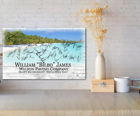 Retirement Gift Plaque PERSONALIZED Signable Beach Theme Sign Plaque