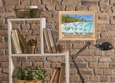 Retirement Gift Plaque Signable Tropical Beach Theme