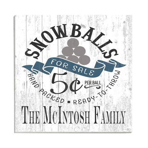 Snowballs For Sale Christmas Sign - Personalized Custom Name Vintage Holiday Decoration