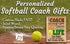 Custom Softball Coach Gift – Personalized Wood Plaque with Name & Message – “Great Coaches Change Lives” – Solid Wood – USA Made – 11x8.5