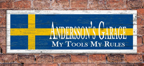 Swedish Flag Sign - Personalized Family Name - Custom Wood Swedish Heritage Gift
