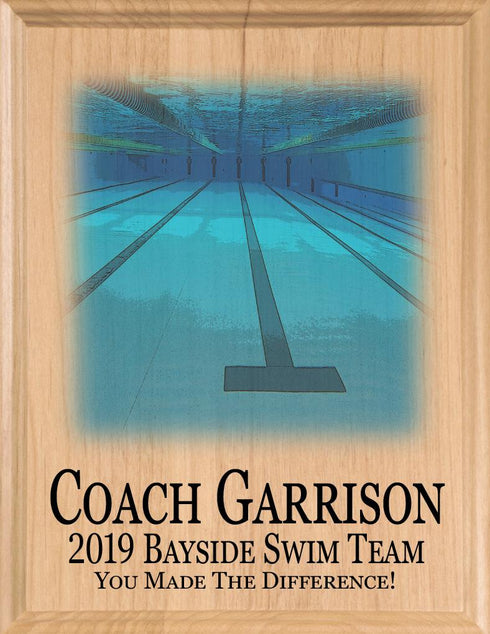 Swim Coach Gift Plaque - Personalized Signable Custom Wood Award