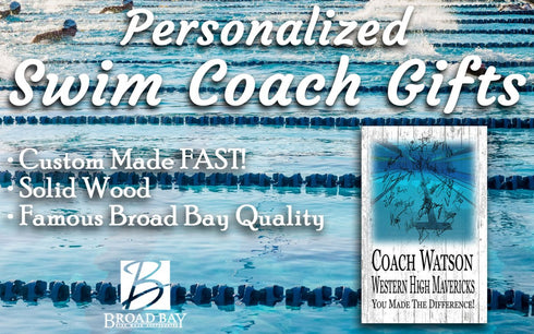 Swim Coach Gift Plaque - Personalized Signable Team Award