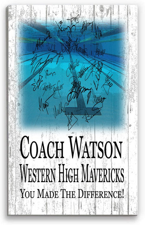 Swim Coach Gift Plaque - Personalized Signable Team Award