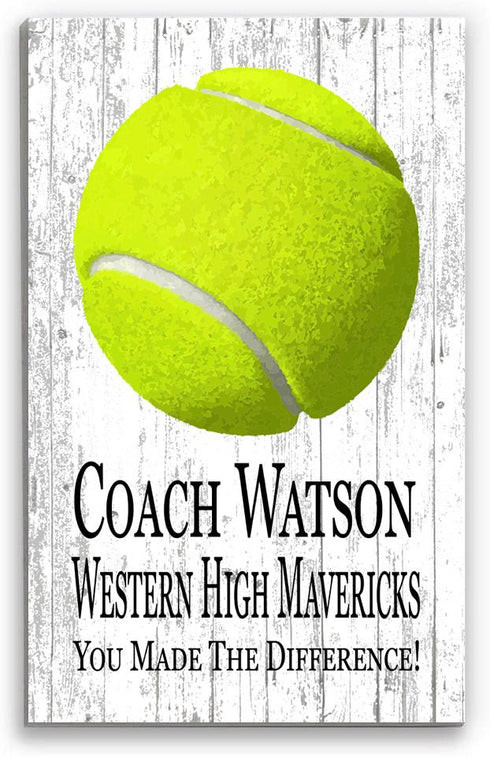 Tennis Coach Gift Plaque - Personalized Signable Custom Wood Award