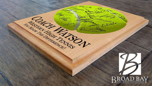 Tennis Coach Gift Plaque - PERSONALIZED & SIGNABLE For Team Coaches