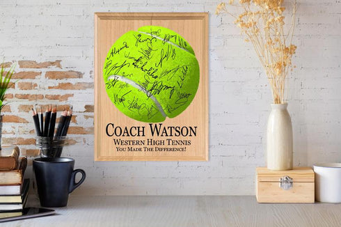 Tennis Coach Gift Plaque - PERSONALIZED & SIGNABLE For Team Coaches