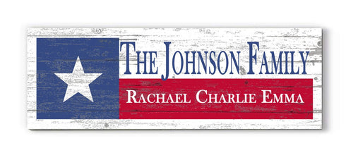 Texas Flag Sign - Personalized Family Name & Established Date - Custom Wood