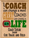 Custom Track Coach Gift – Personalized Wood Plaque with Name & Year – “Great Coaches Change Lives” – Track & Field Design – USA Made – 11x8.5