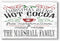 Vintage Christmas Sign Hot Cocoa Holiday Kitchen Decoration - Personalized Name