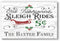 Personalized Vintage Sleigh Rides Christmas Sign - Custom Family Name Holiday Decoration