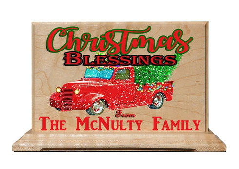 Vintage Red Truck Christmas Sign Personalized Family Name Holiday Decoration