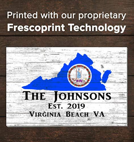 Virginia Home Sign Personalized VA State Family Name & Established Date