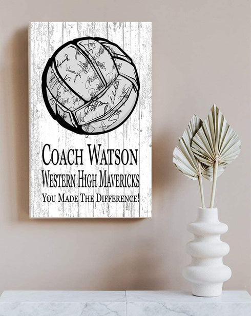 Personalized Signable Volleyball Coach Gift Plaque - Team Signed Custom Wood Award