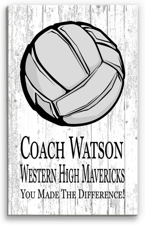 Personalized Signable Volleyball Coach Gift Plaque - Team Signed Custom Wood Award