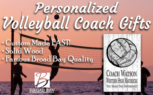 Personalized Signable Volleyball Coach Gift Plaque - Team Signed Custom Wood Award
