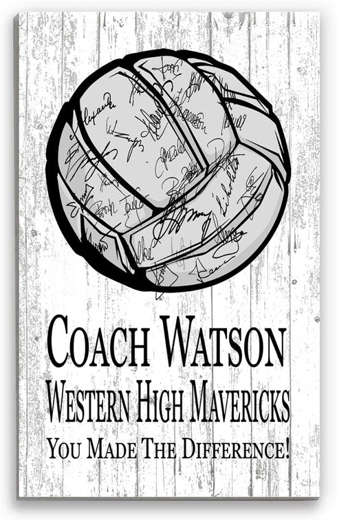 Personalized Signable Volleyball Coach Gift Plaque - Team Signed Custom Wood Award
