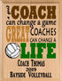 Personalized Volleyball Coach Gift Plaque - Custom Wood Award for Great Coaches