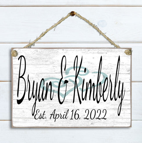 Wedding Sign Gift With Names and Established Date