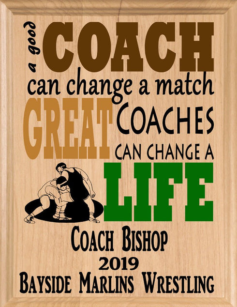 Wrestling Coach Gift Plaque CUSTOM Great Wrestling Team Coaches Gifts