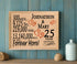 25th Anniversary Gift - Personalized Wood Plaque for Husband, Wife or Couple - Silver Anniversary