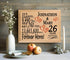 26th Anniversary Gift - Personalized Wood Plaque for Husband, Wife or Couple - 26 Year