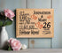 26th Anniversary Gift - Personalized Wood Plaque for Husband, Wife or Couple - 26 Year