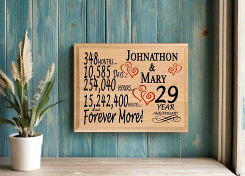 29 Year Anniversary Gift Personalized Keepsake 29th Wedding Anniversary Present