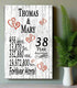 38th Anniversary Gift - Personalized Wood Plaque for Husband, Wife or Couple - 38 Year