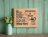 40th Anniversary Gift - Personalized Wood Plaque for Husband, Wife or Couple - Ruby Anniversary