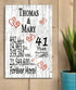 41st Anniversary Gift - Personalized Wood Plaque for Husband, Wife or Couple - 41 Year