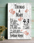 43rd Anniversary Gift - Personalized Wood Plaque for Husband, Wife or Couple - 43 Year