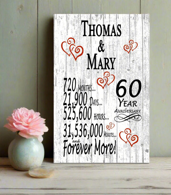 60th Anniversary Gift Personalized 60 Year Wedding Anniversary Present