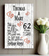 62nd Anniversary Gift - Personalized Wood Plaque for Husband, Wife or Couple - 62 Year