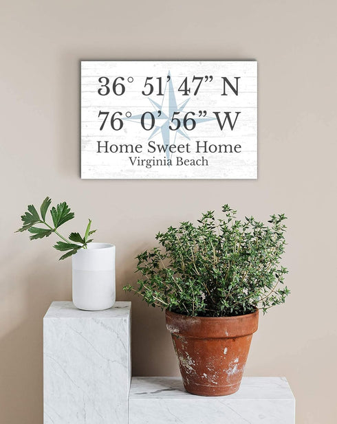 Wood GPS Coordinate Sign Custom Location Latitude Longitude Wall Art - 16.5" x 10.5"