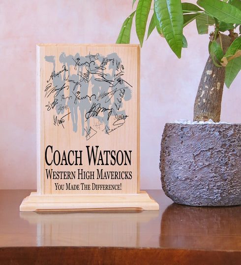 Custom Coach Gift Plaque Signable Baseball Football Soccer Softball Volleyball And More