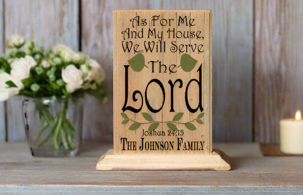 As For Me And My Family We Shall Serve The Lord Plaque PERSONALIZED Family Name