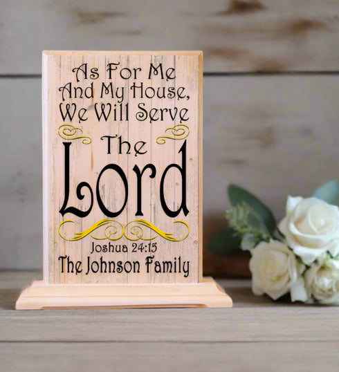 As For Me And My Family We Will Serve The Lord Sign Plaque Custom Religious Family Gift