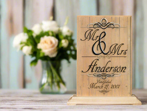 Personalized Mr. & Mrs Wedding Gift Family Name Established Date Gift