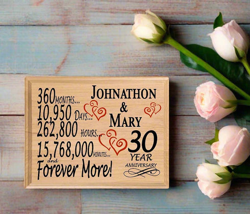 30 Year Anniversary Gift Personalized 30th Wedding Anniversary Present