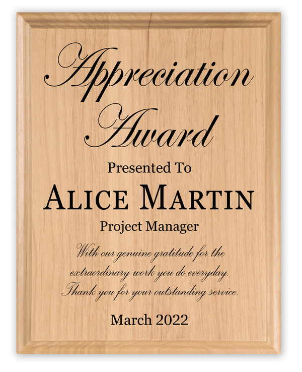 Custom Plaques Appreciation Award Custom Gift For Employee - Solid Wood