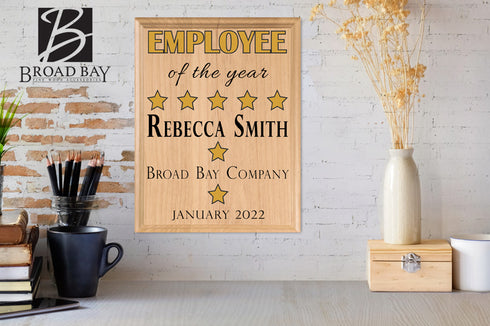 Employee of the Year Plaque Custom Recognition Award  - Solid Wood