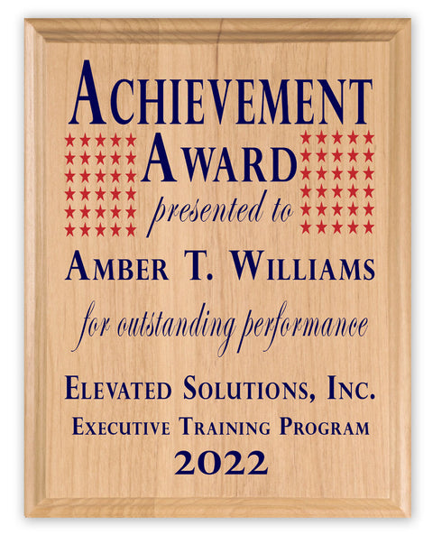 Custom Plaque Achievement Award Personalized Appreciation Gift - Solid Wood