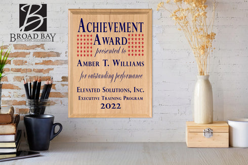 Achievement Award Plaque Personalized Employee Appreciation Gift - Solid Wood