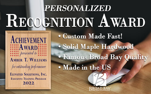 Custom Plaque Achievement Award Personalized Appreciation Gift - Solid Wood