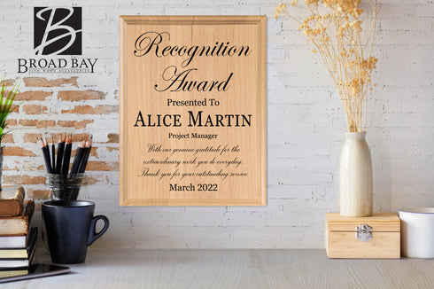 Personalized Recognition Plaque  Custom Appreciation Award Gift - Solid Wood