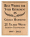 Custom Retirement Plaque Best Wishes & Appreciation Gift - Solid Wood - 11in x 8.5in